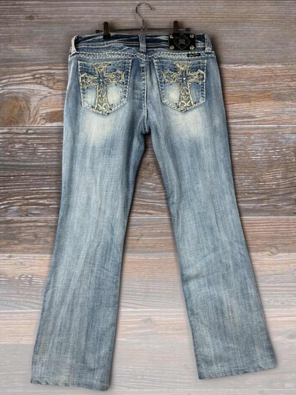 Miss Me Women's Y2K Embellished Cross Pockets Bootleg Jeans 34X30 - Picture 2 of 12